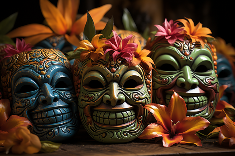 Tropical Twist: Unique Halloween Decoration Ideas Using Tiki Masks, Bamboo Poles, and Thatch