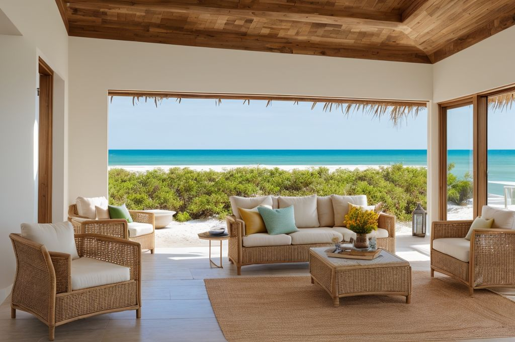 Creating an Eco-friendly Coastal Style: Insights into Natural Materials, Lighting, and Palette Choices in Beach House Interiors