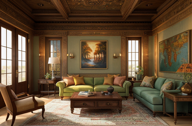 Mastering Modern Aesthetics: Enhancing Home Interiors with Layered Rugs, Artwork, and Natural Elements